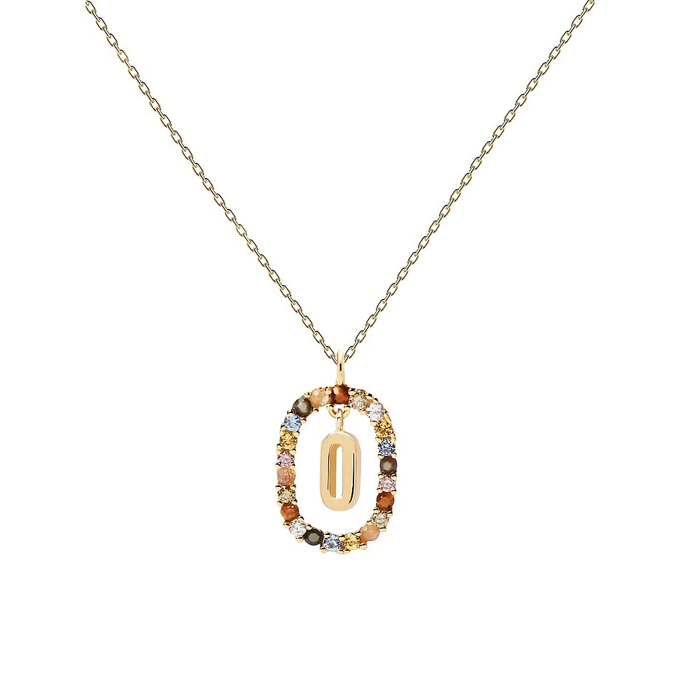 Letters 18K Goldplated & Sterling Silver "O" Initial Pendant Necklace