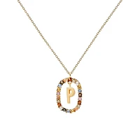 Letters 18K Goldplated & Sterling Silver "P" Initial Pendant Necklace