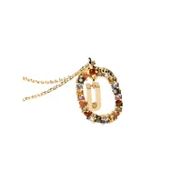 Letters 18K Goldplated & Sterling Silver "U" Initial Pendant Necklace