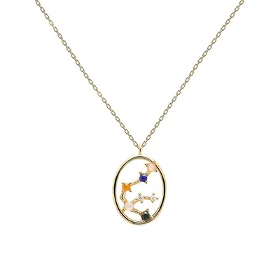 Zodiac Aquarius 18K Goldplated & Sterling Silver Pendant Necklace