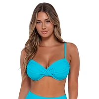 Women's Blue Bliss Crossroads Underwire Adjustable Straps Silhouette Swimwear Bikini Top