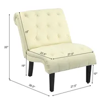 Armless Accent Chair Upholstered Tufted Lounge Wood Legs