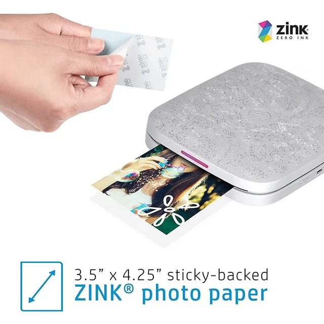 HP Sprocket Select Portable 2.3x3.4 Instant Photo Printer (Eclipse) Print  Pictures on Zink Sticky-Backed Paper from your iOS & Android Device.,White