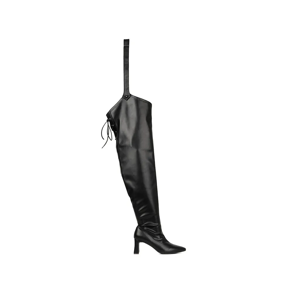 Plus Size Krista Wide Calf Thigh-High Boots with Belt Strap | Fashion to  Figure