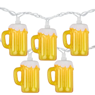 10-count Beer Mug Summer Outdoor Patio String Light Set, 7.25ft White Wire