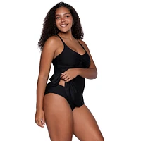 Women's Black Tori A-line Adjustable Straps Back Hook Closure Swimwear Tankini