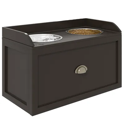 Large Elevated Dog Bowls With Storage Drawers