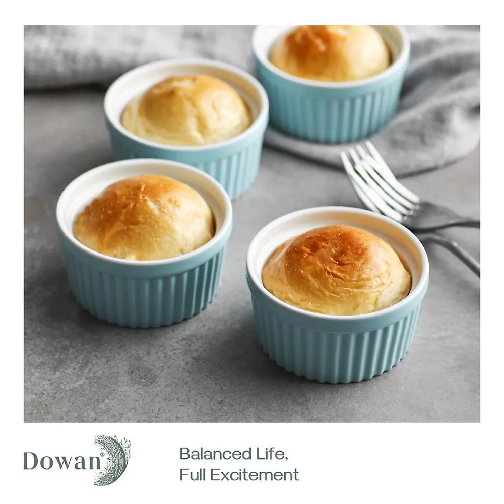 DOWAN Ramekins 8 oz Oven Safe with Lids, Creme brulee Ramekins