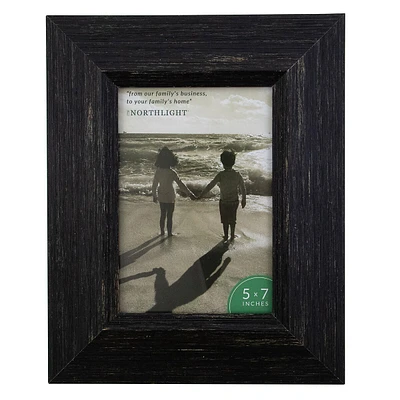 10" Distressed Finish Black Picture Frame With Easel Back For 5" X 7" Photos