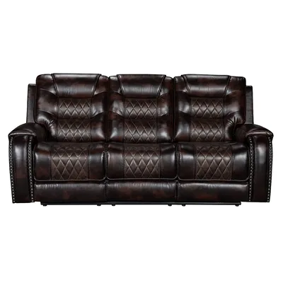 Multifunctional Dark Brown Leather Recliner Sofa