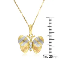 10kt 18" Butterfly Tri-color Pendant Necklace