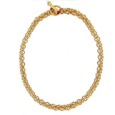 18kt Gold Plated 20" Large Double Rolo Bronzoro Tags Necklace