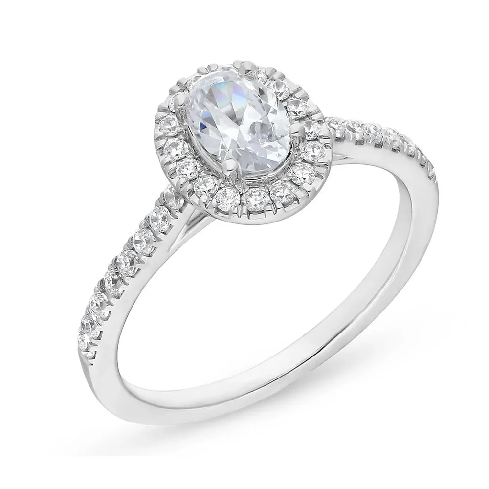 Canadian Dreams 14k White Gold 0.52 Ctw Canadian Diamond Oval Halo Ring