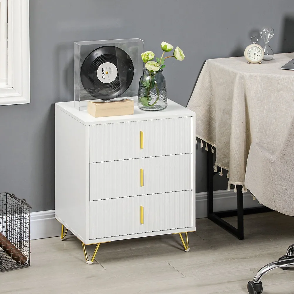 Chest Of Drawers, 3-drawer Dresser With Handles Living Room
