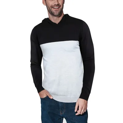 Mens Super Soft Colorblock Hooded Sweater
