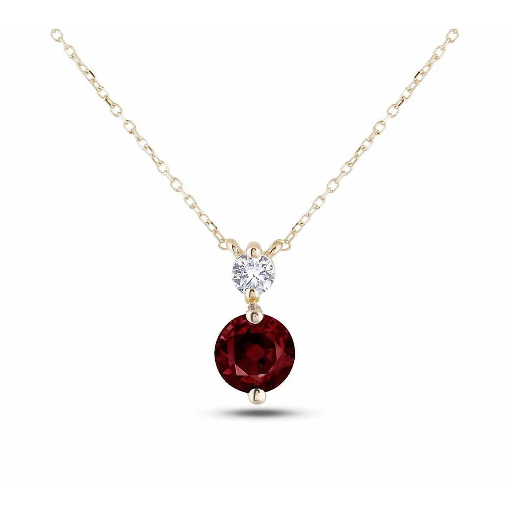 14k Yellow Gold 1.13 Ct Ruby & 0.14 Ct Canadian Diamond Necklace