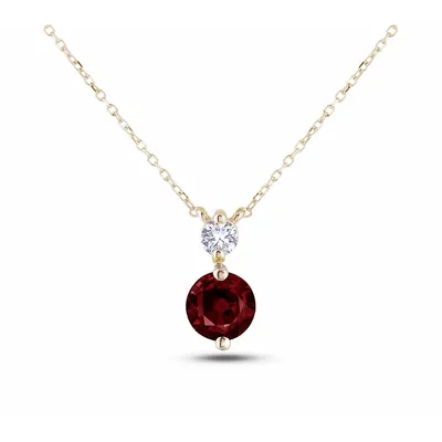 14k Yellow Gold 1.13 Ct Ruby And 0.14 Ct Canadian Diamond Necklace