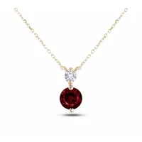 14k Yellow Gold 1.13 Ct Ruby & 0.14 Ct Canadian Diamond Necklace