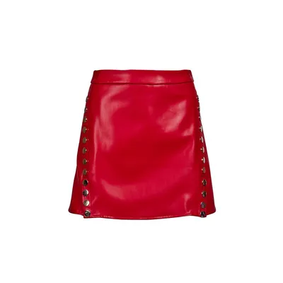 Red Snap Front Mini Skirt