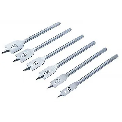 6pcs Carbon Steel Hex Shank Flat Drill Bit Set For Woodworking Hole Cutter Tools
