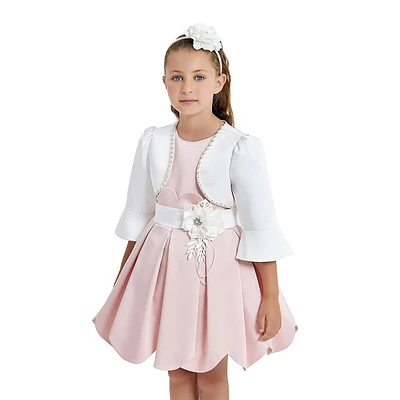 Luxury Lisa Girls Formal Dress With Satin Waist Band And Flowers