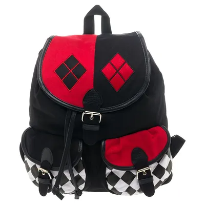 Dc Comics Harley Quinn Diamonds Checkered Backpack