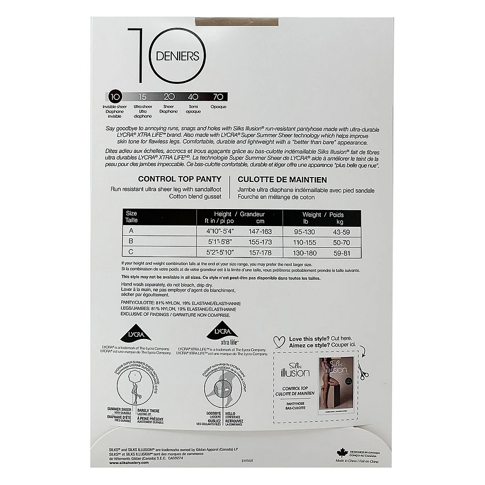 Illusion-Invisible Sheer Control Top Pantyhose