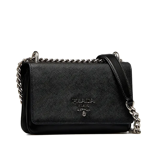 Prada Saffiano & Soft Calf Crossbody Bag - Black Crossbody Bags