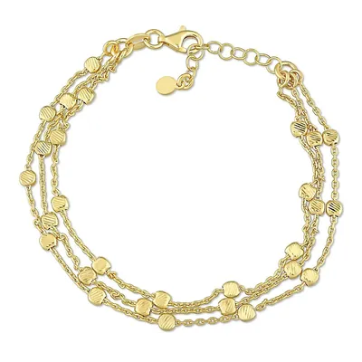 Multi-strand Chain Bracelet In Yellow Plated Sterling Silver, 7.5 In
