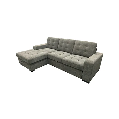 Coronado Tufted Sleeper Sectional Sofa With Storage Chaise Nora Grey