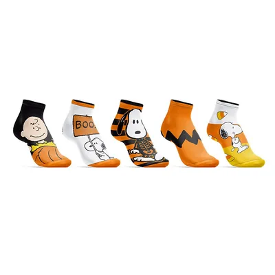 Peanuts Snoopy Charlie Brown Womens 5 Pair Ankle Socks