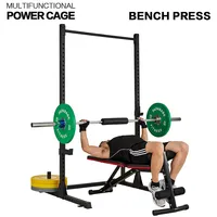 Squat Rack 800lb Capacity Power Rack 2"x 2" Steel Power Cage Exercise Stand With 4 J-hooks For Bench Press, Weightlifting And Strength Training