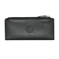 Ladies Leather Slim Clutch Wallet With Top Zipper