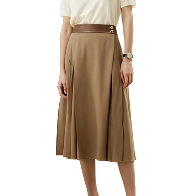 Merino Wool Wrap Midi Skirt For Women