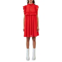 Lela Dot Jacquard Ruffle Dress