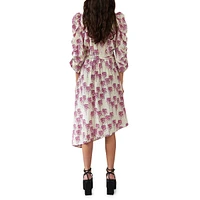 Olene Floral Asymmetric Wrap Midi Dress