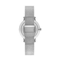 Ladies Lc07339.250 3 Hand Silver Watch With A Silver Mesh Band And A Black Dial