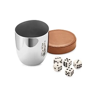 Sky 5-Piece Leather & Stainless Steel Dice Travel Cup Set