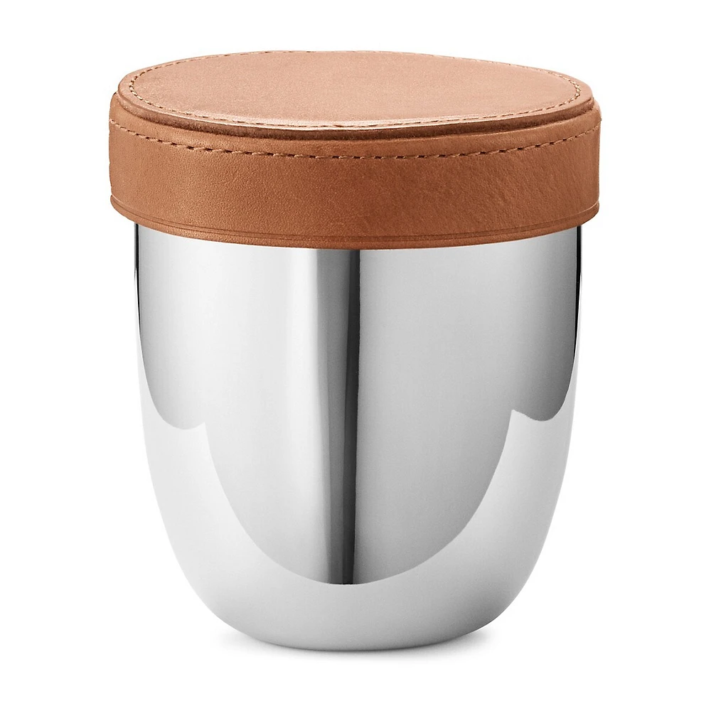 Sky 5-Piece Leather & Stainless Steel Dice Travel Cup Set