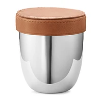 Sky 5-Piece Leather & Stainless Steel Dice Travel Cup Set