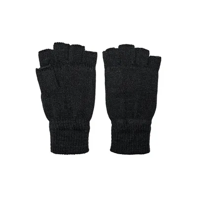 Men's No Finger Lined Knit Gloves