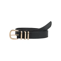 Lea Square-Buckle Textured Belt