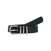 Lea Square-Buckle Textured Belt