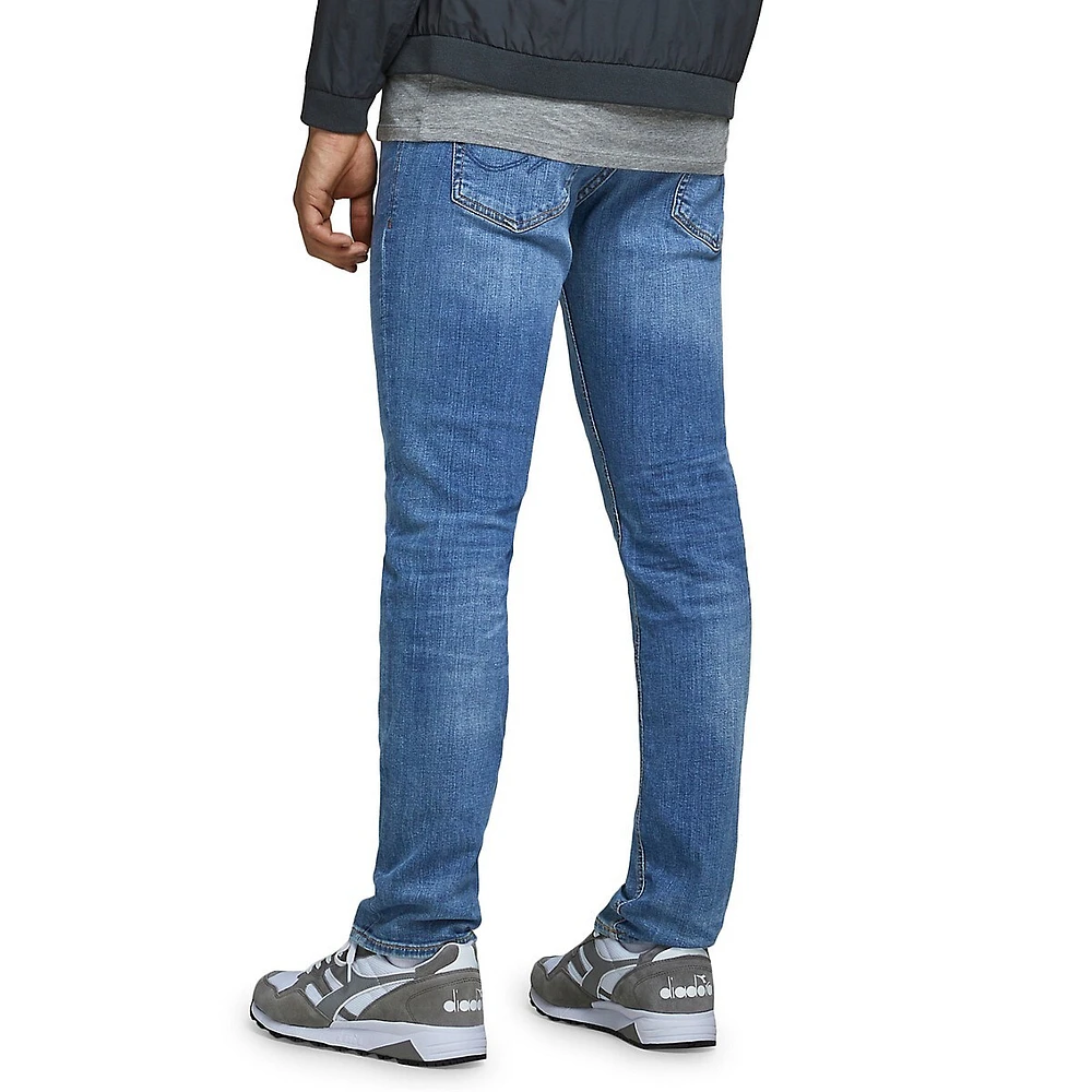 Whiskered Cotton-Blend Jeans