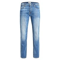 Whiskered Cotton-Blend Jeans