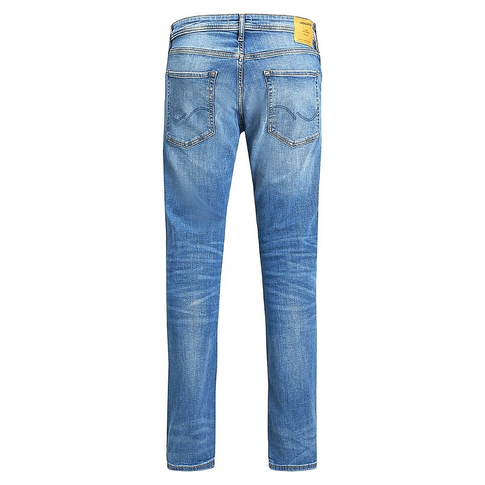 Whiskered Cotton-Blend Jeans