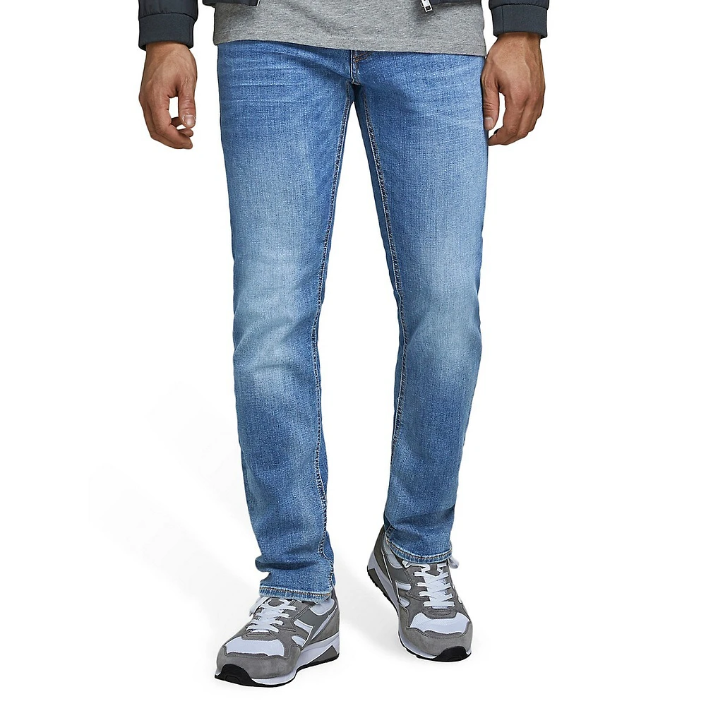 Whiskered Cotton-Blend Jeans