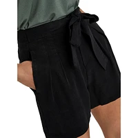 ​High-Waist Self-Tie Shorts