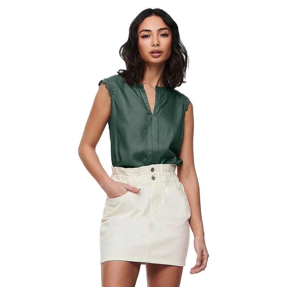 Lace-Trimmed Sleeveless Top