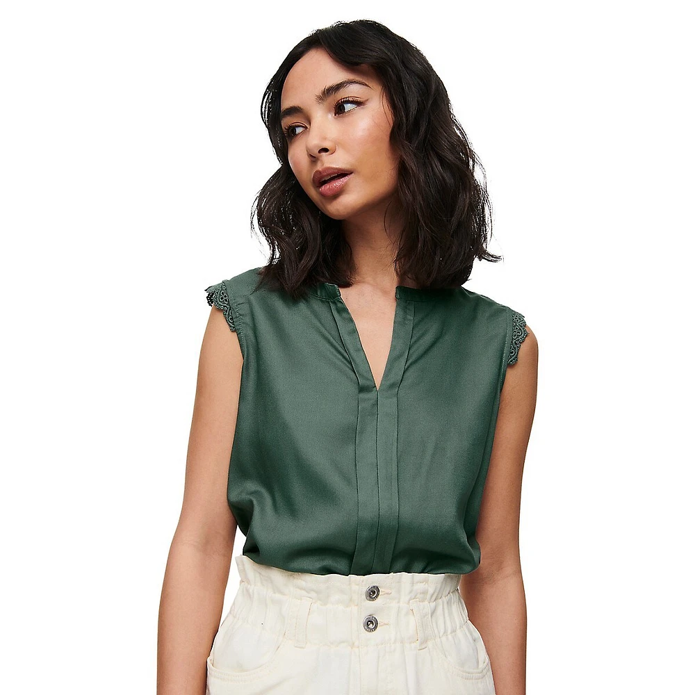 Lace-Trimmed Sleeveless Top
